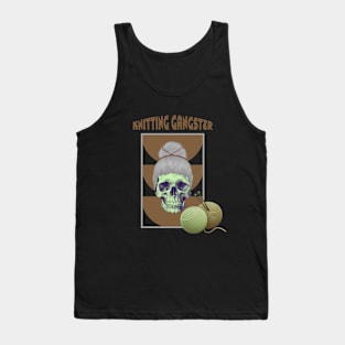 Knitting gangster mint green skull Tank Top